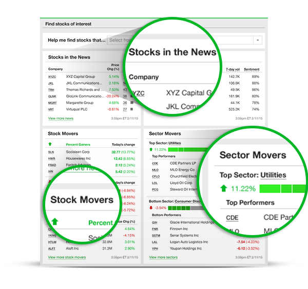 screenshot of Stocks Overview